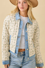 Load image into Gallery viewer, Floral Print Quilted Denim Jacket