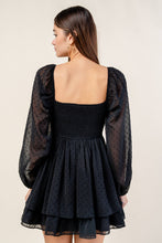 Load image into Gallery viewer, SWISS DOT CHIFFON RUFFLED TIERED MINI DRESS