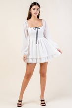 Load image into Gallery viewer, SWISS DOT CHIFFON RUFFLED TIERED MINI DRESS