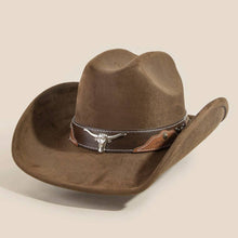 Load image into Gallery viewer, Western Long Horn Faux Leather Strap Cowboy Hat