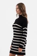 Load image into Gallery viewer, STRIPE MOCK NECK LONG SLEEVE KNIT SWEATER DRESS