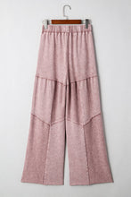 Load image into Gallery viewer, Mineral Wash Patchwork Wide Leg Drawstring Pants: Vineyard Green / L