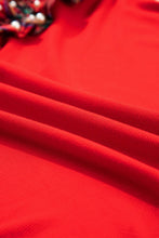 Load image into Gallery viewer, Plaid Patchwork Pearl Ruffle Sleeve T-Shirt