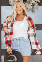 Load image into Gallery viewer, Plaid Flannel Buttoned Christmas Shacket