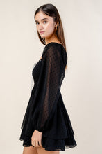 Load image into Gallery viewer, SWISS DOT CHIFFON RUFFLED TIERED MINI DRESS