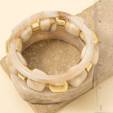 Load image into Gallery viewer, Mixed Square Resin Bangle And Beads Bracelet Set