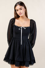 Load image into Gallery viewer, SWISS DOT CHIFFON RUFFLED TIERED MINI DRESS