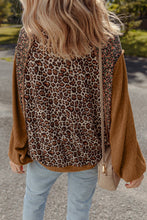 Load image into Gallery viewer, Leopard Floral Ribbed Patchwork Pullover: Brown / L