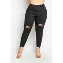 PLUS SIZE HIGH RISE ANKLE DISTRESSED SKINNY JEANS
