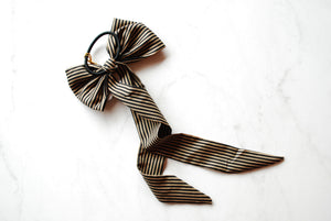 (Headbands Of Hope) Black & Gold Striped Hair Tie