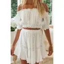 Women Stunning Embroidered Off-Shoulder Two-Piece Dress